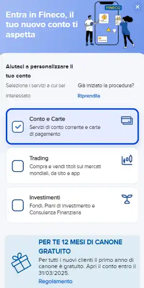 Modulo per richiesta carta Fineco