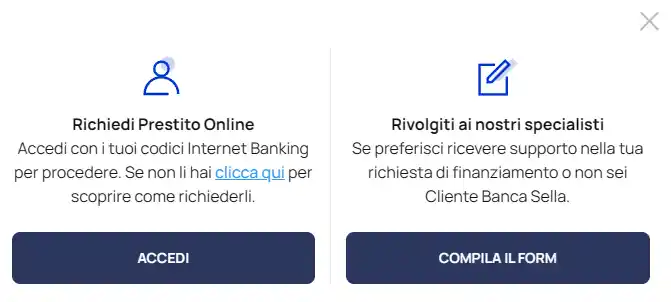 Richiesta di prestito Banca Sella