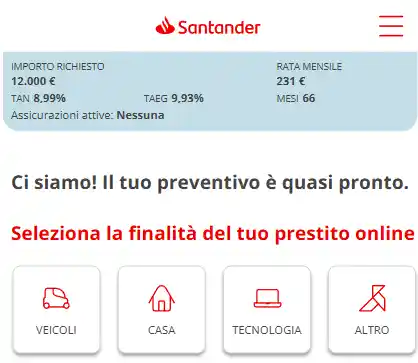 Simulazione prestito Santander